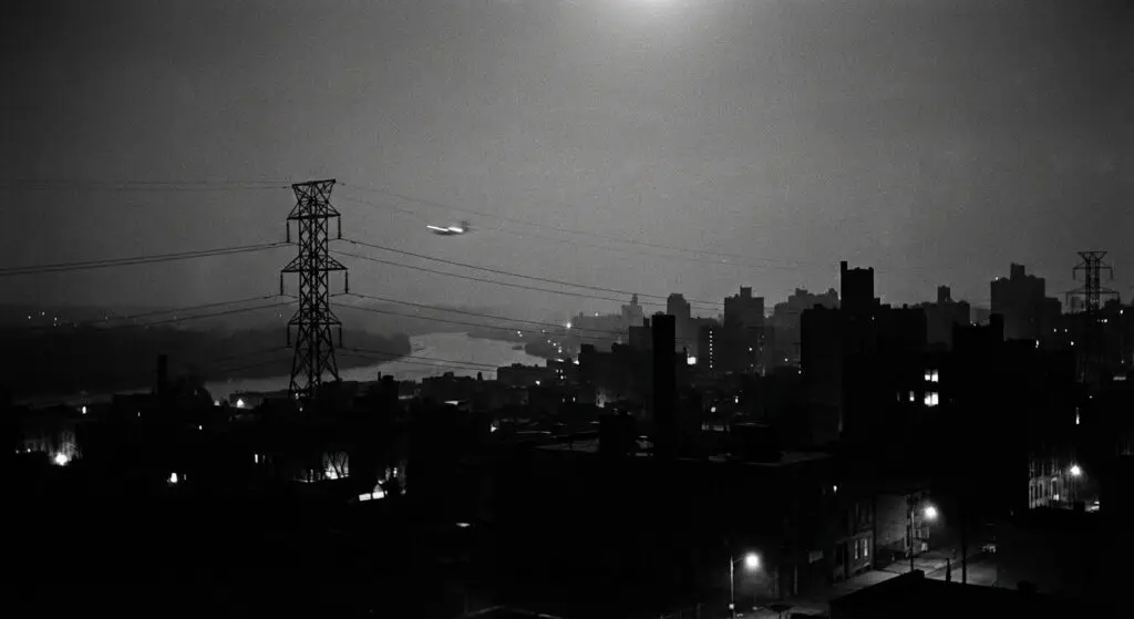 Citywide blackout under transmission lines