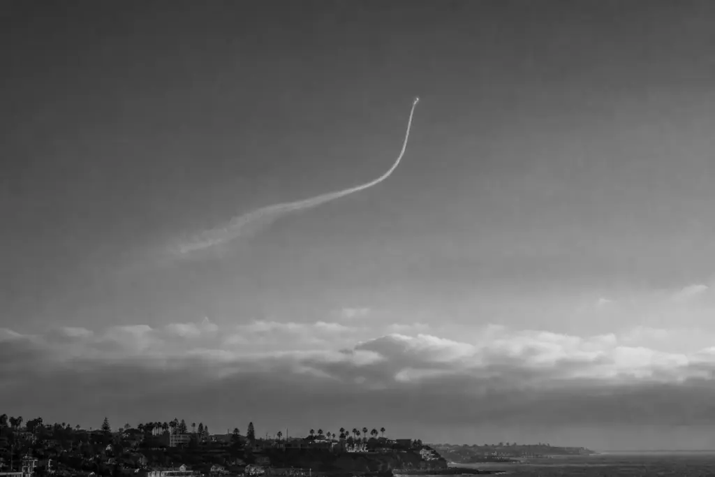 Pale Curved Trail Over San Diego