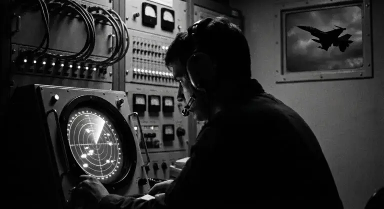 Radar scope and F-16 intercept