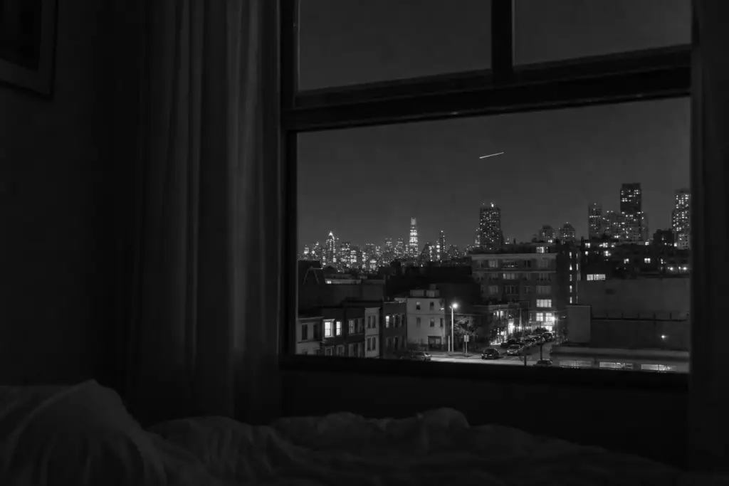 Flash Beyond a San Francisco Bedroom Window