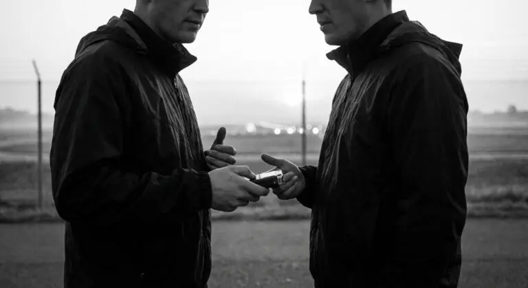 Field interview at an airbase perimeter