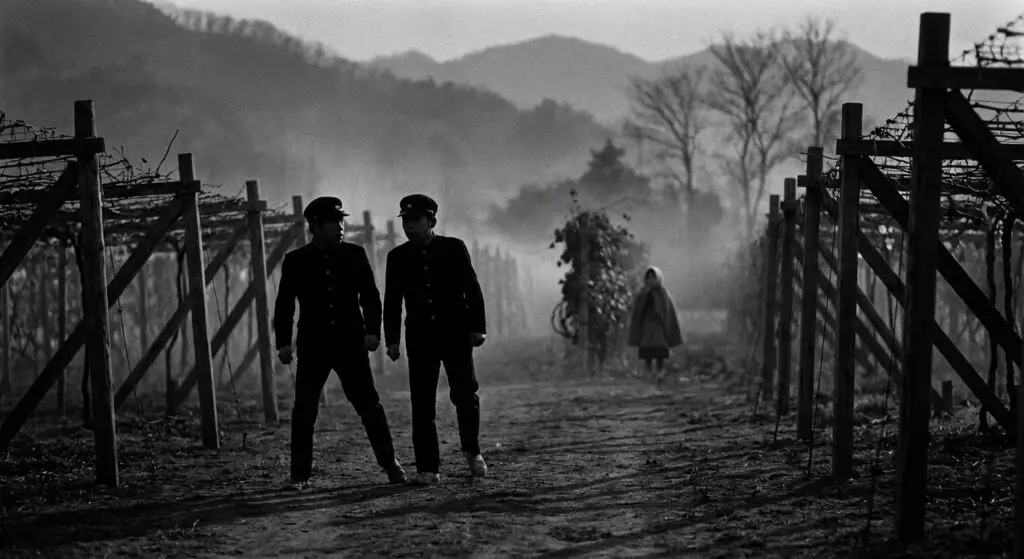 Vineyard Encounter at Dusk