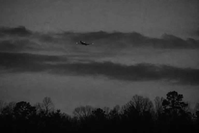 Aircraft Lights in Winter Sky
