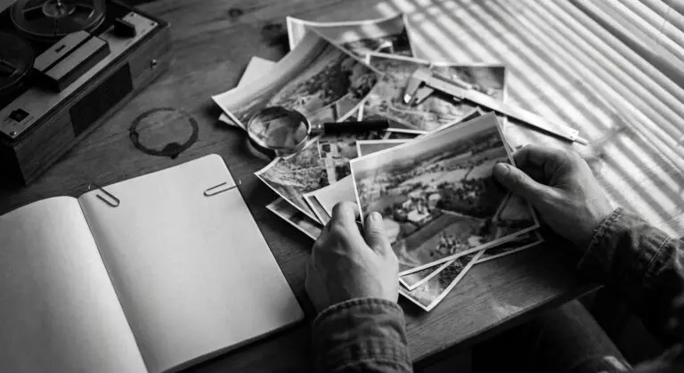 Evidence fragments on table