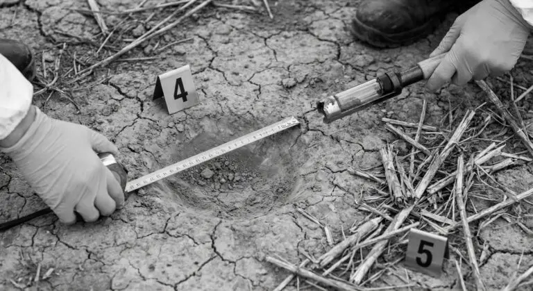 Investigators measuring traces