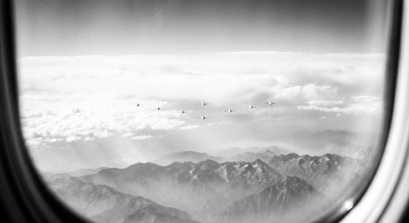 Nine objects in formation