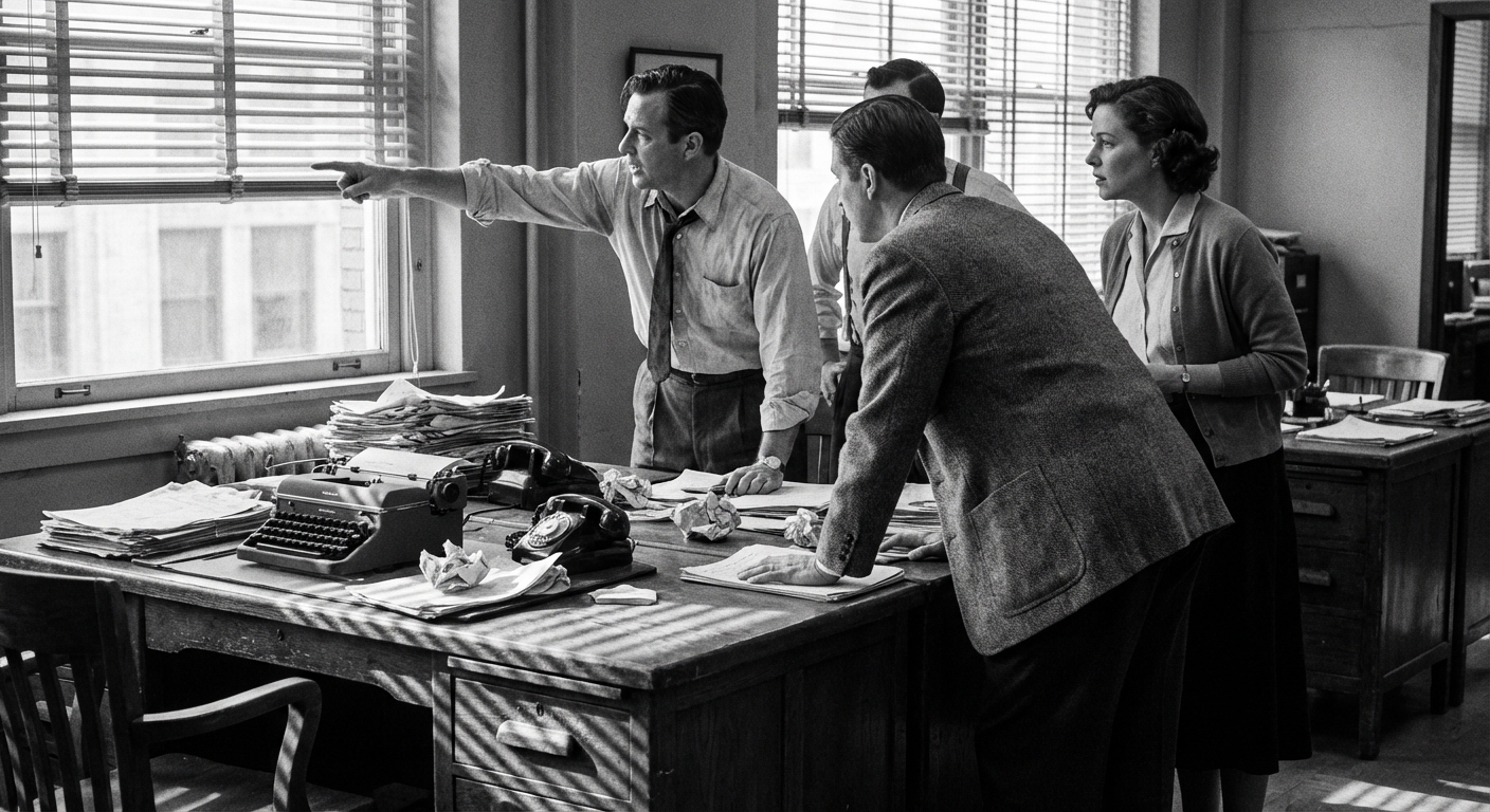 Newspaper office reaction