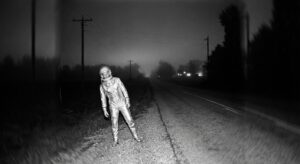 Silvery Humanoid on Rural Road, 1973