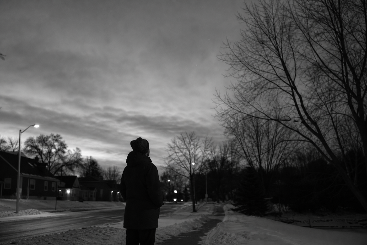 Witness observing winter sky