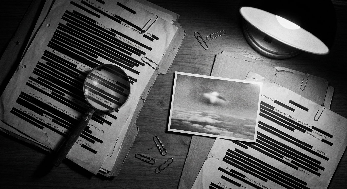Redacted files and evidence photo