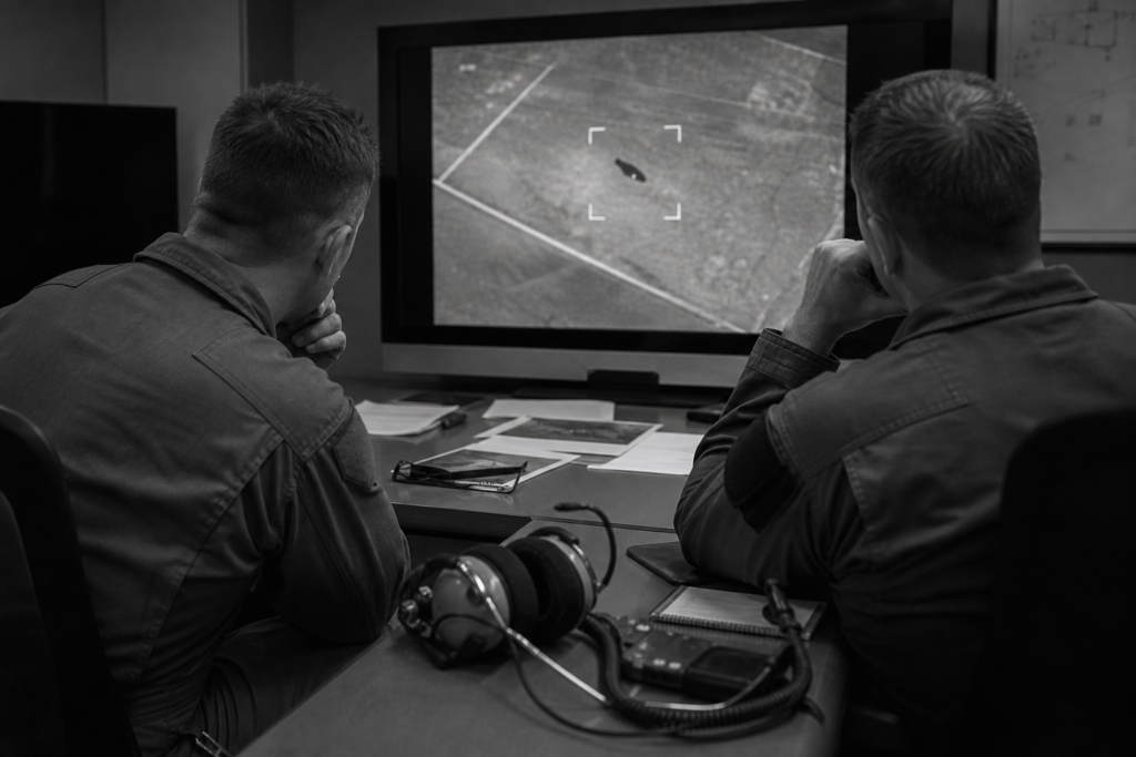 Military Aircrew Reviewing an Unidentified Contact