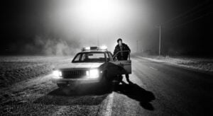 Deputy car under mystery flash