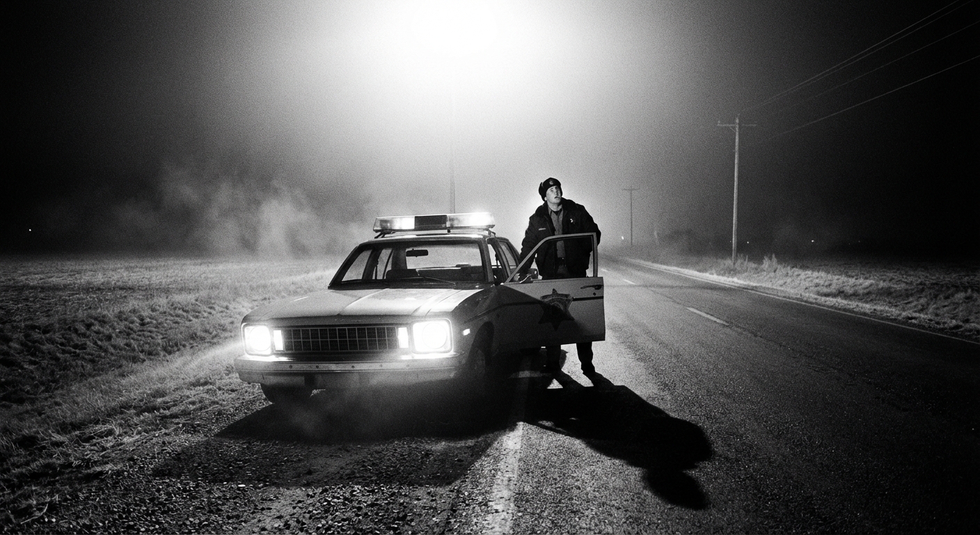 Deputy car under mystery flash