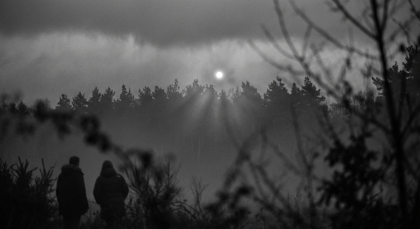 Distant light over the treeline