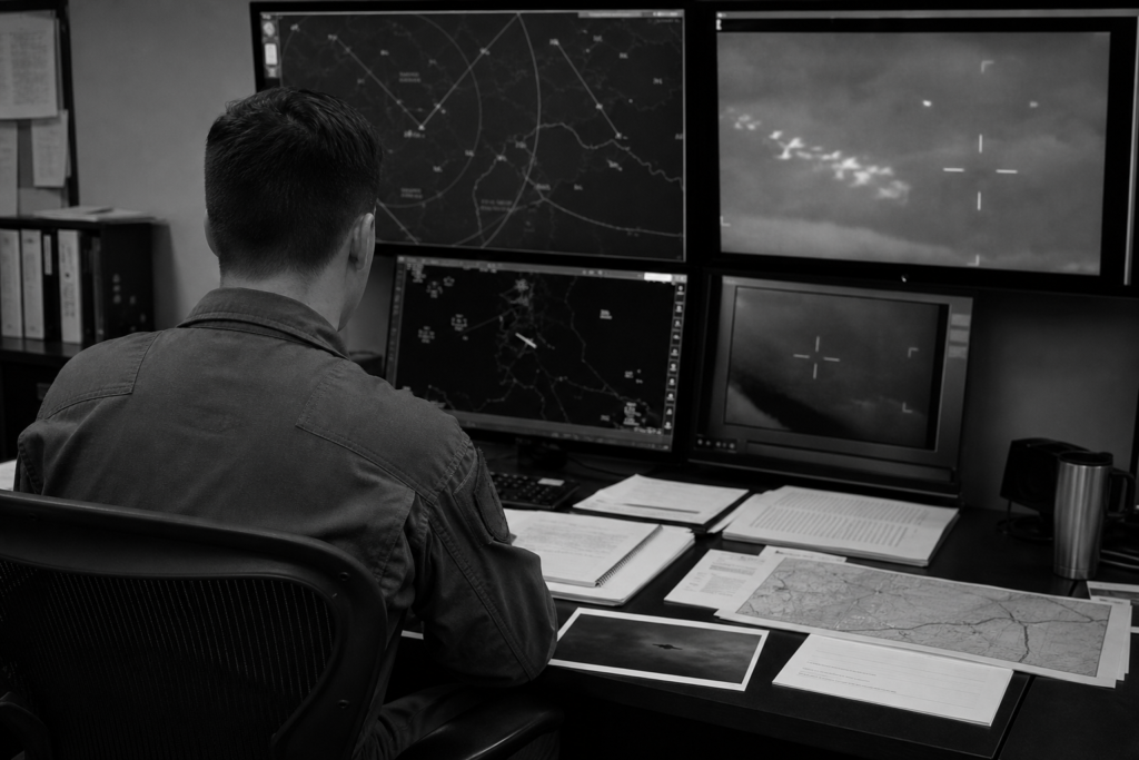 Military Aviator Reviewing UAP Sensor Data