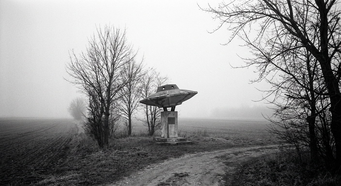 Emilcin memorial in fog