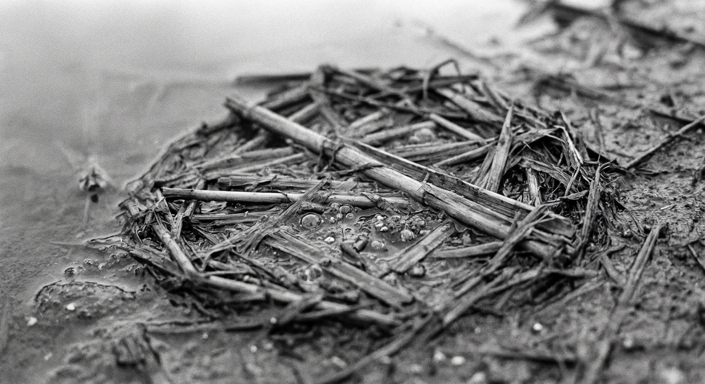 Close-Up of Flattened Reeds