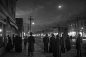 Mystery Airship Over a 1897 Town
