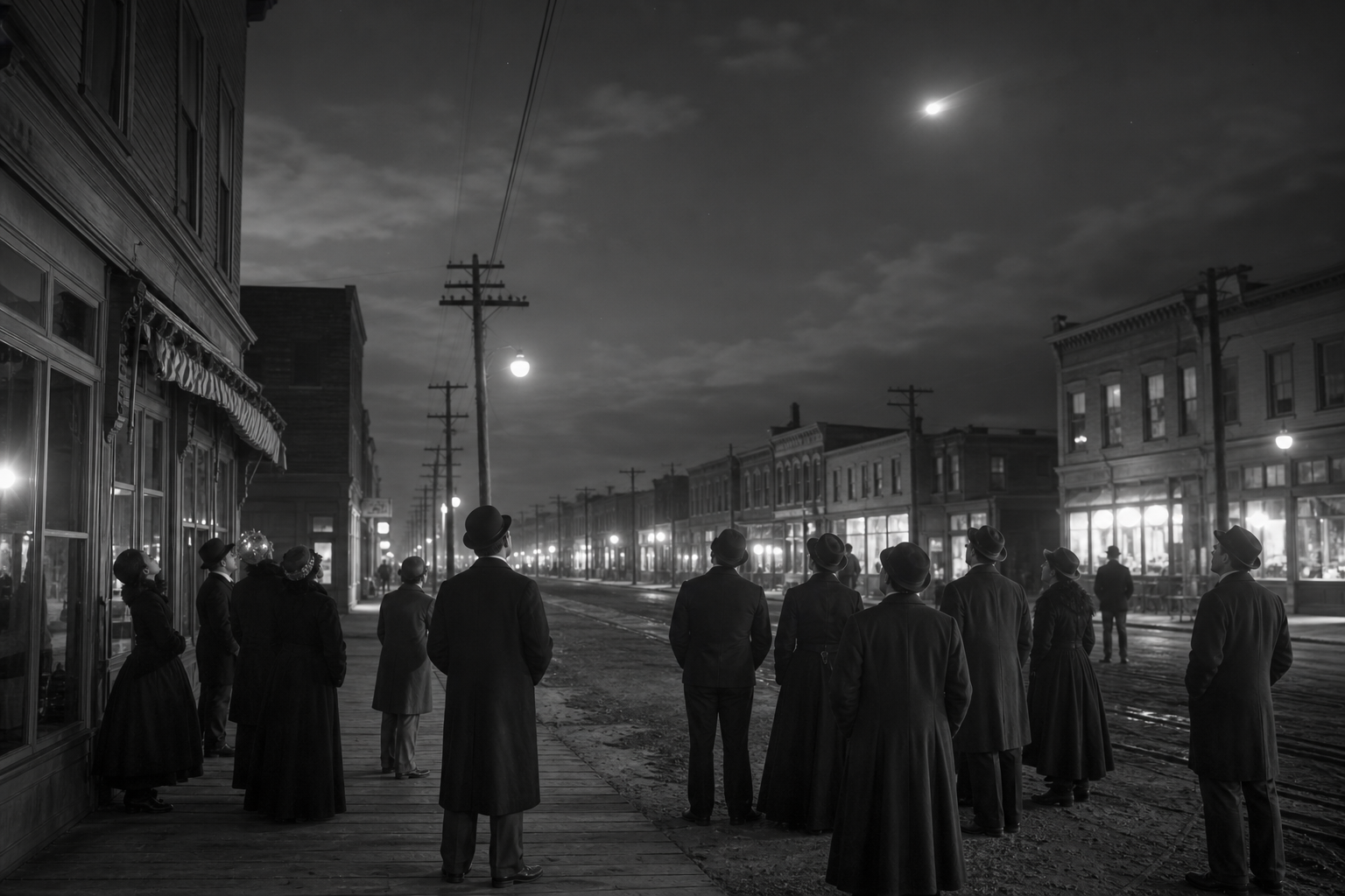 Mystery Airship Over a 1897 Town