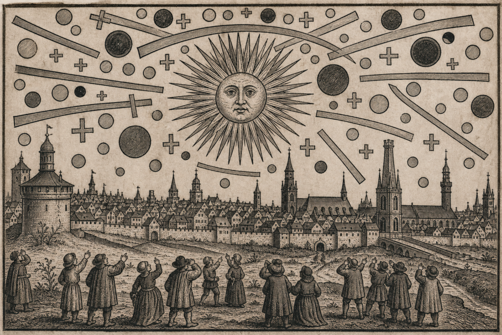 The Nuremberg Sky Battle Woodcut