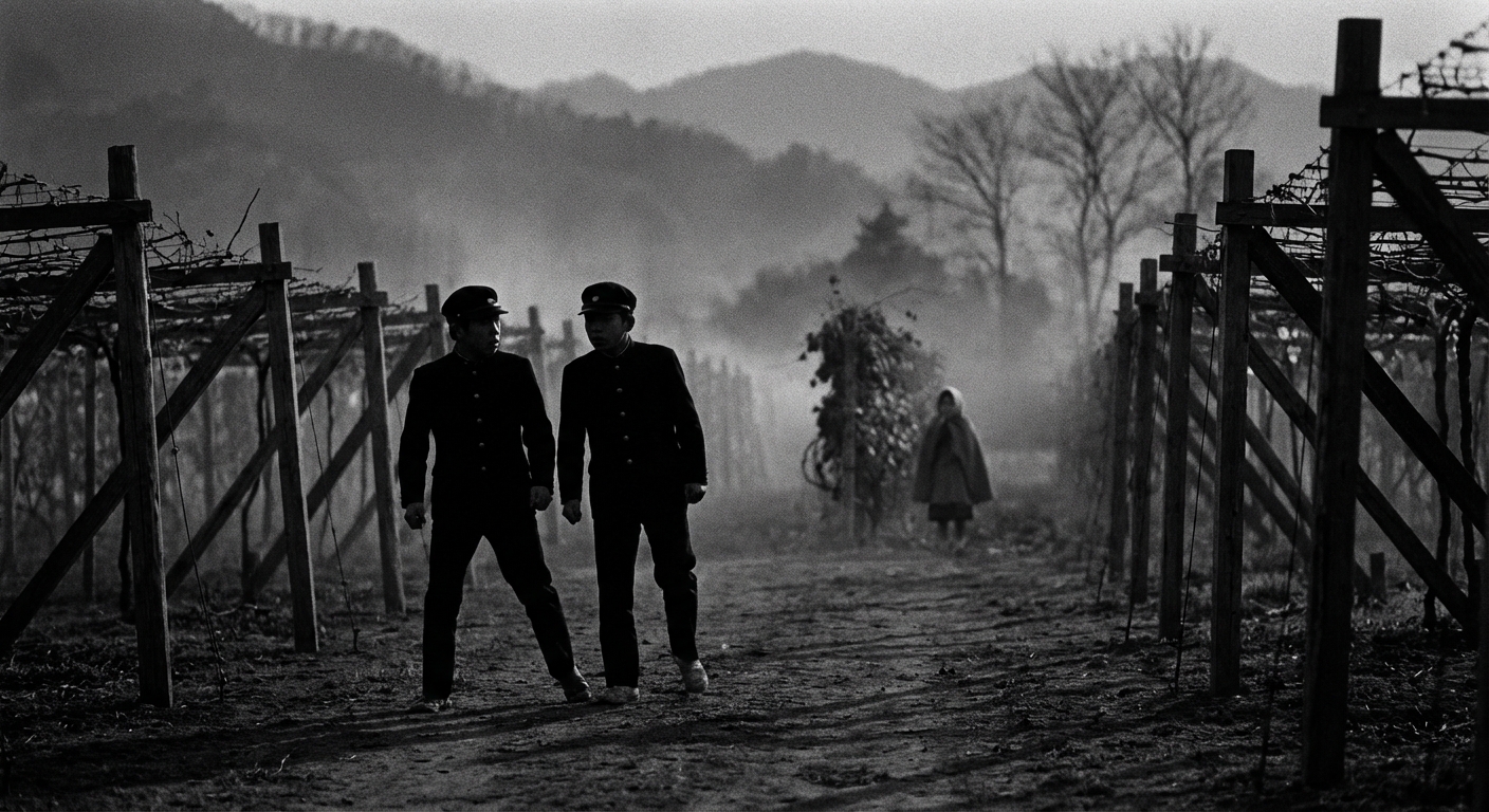 Vineyard Encounter at Dusk