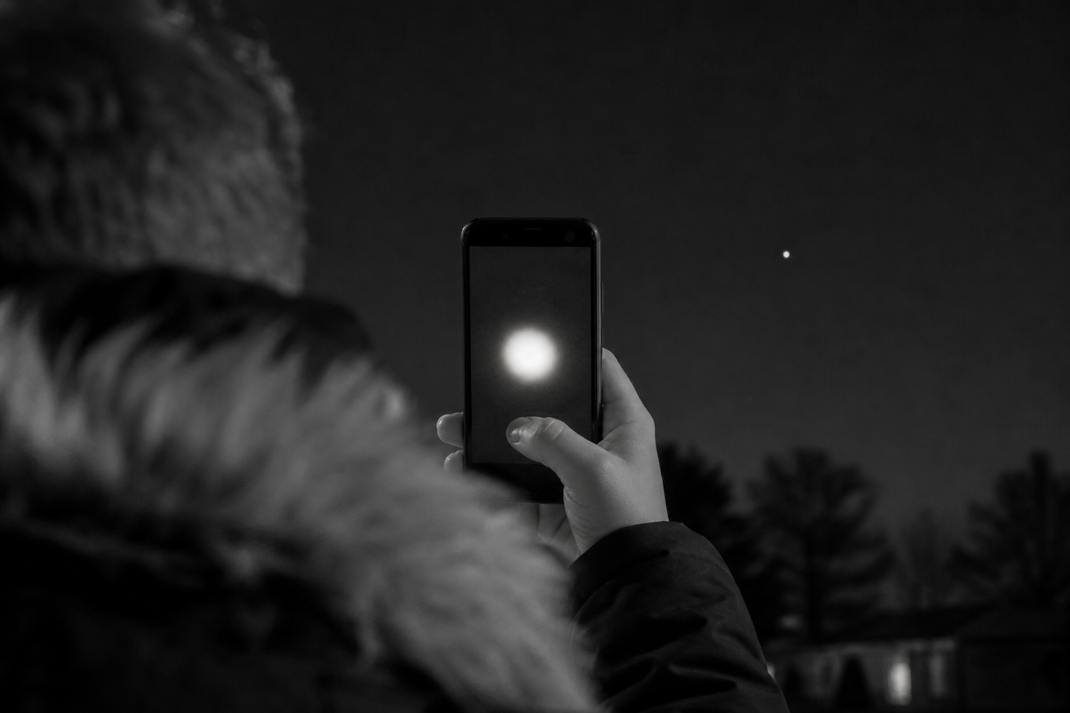 Distant light through a phone camera