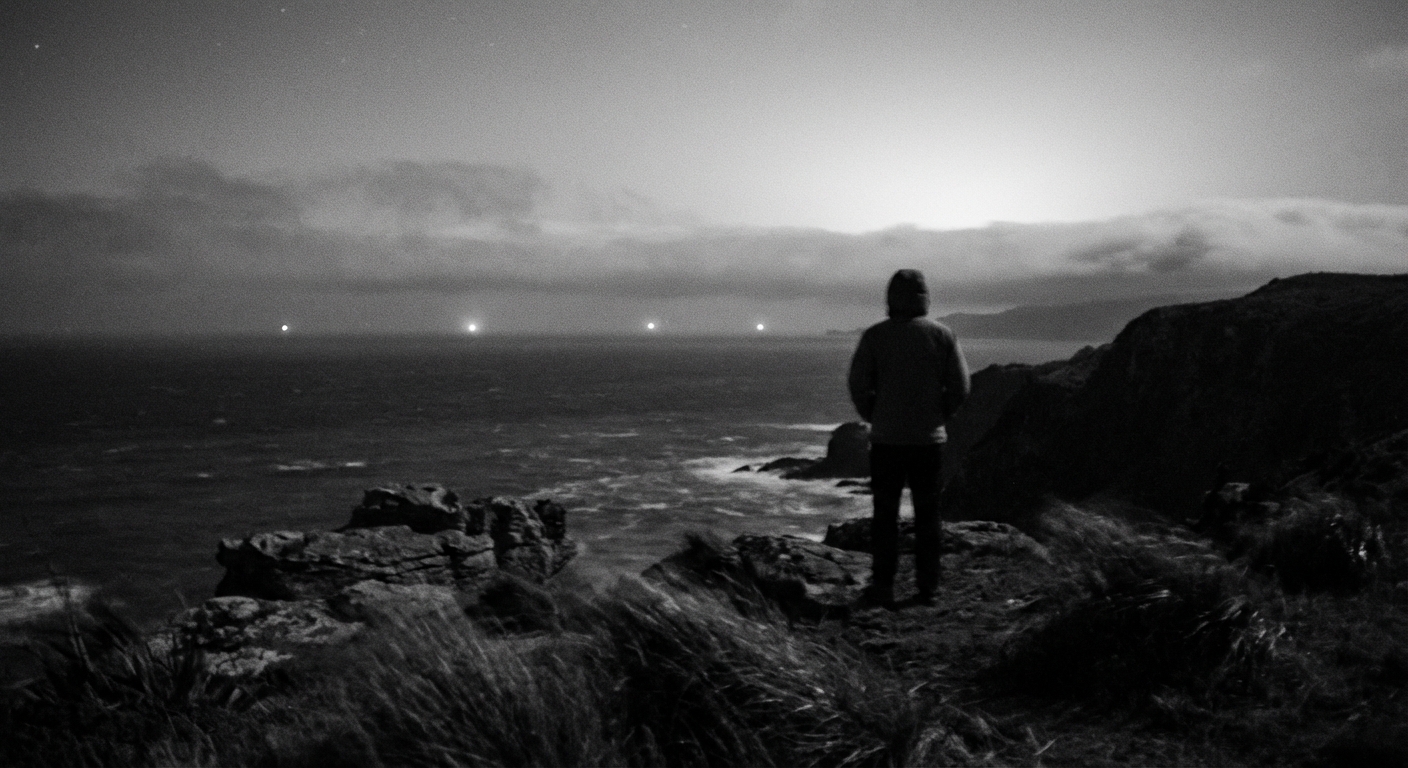 Night coastline sighting