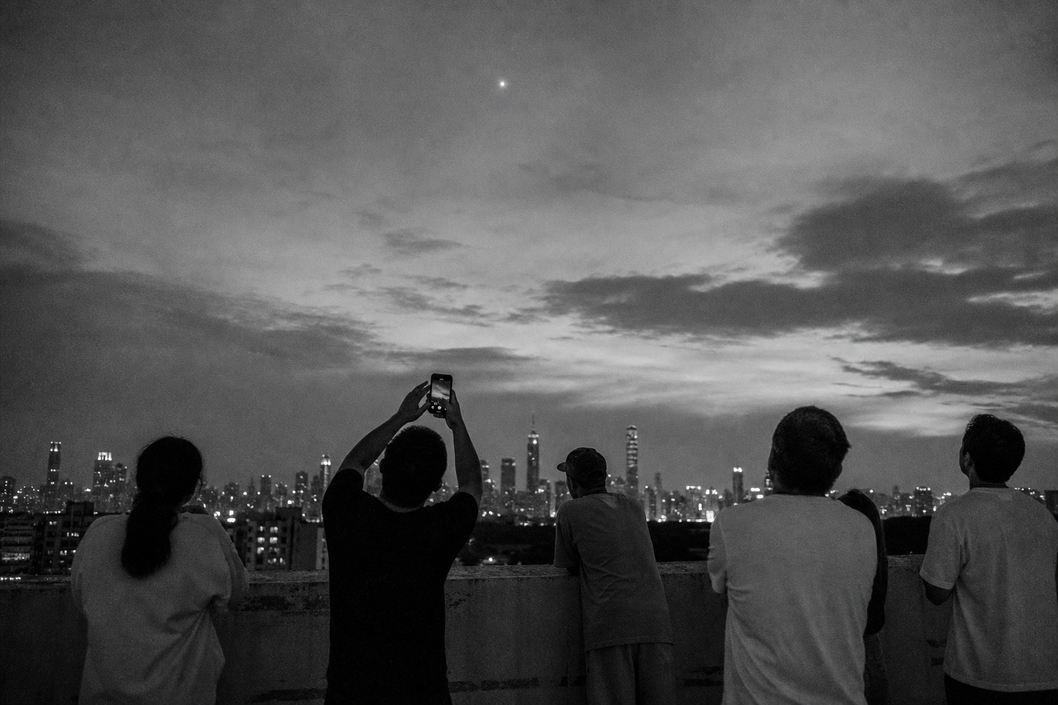 Unidentified light over city