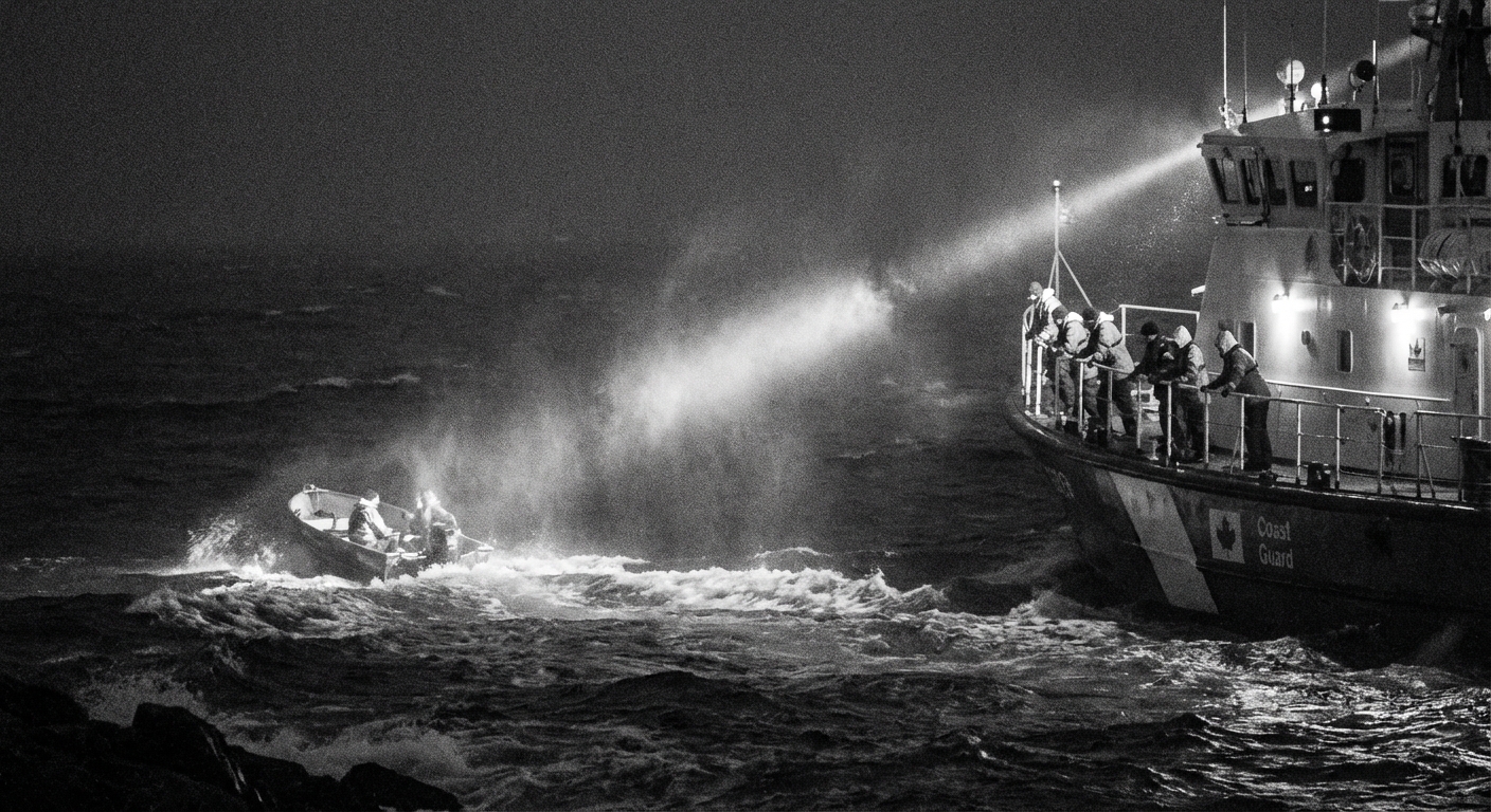 Search boat and officials