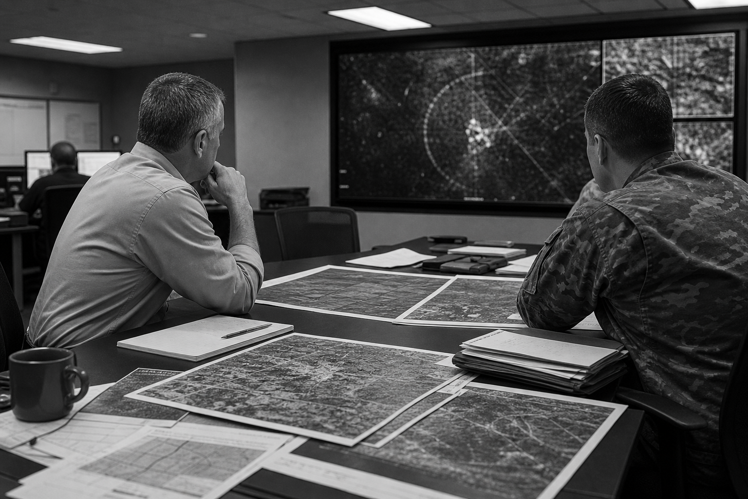 Defense analysts reviewing anomaly reports