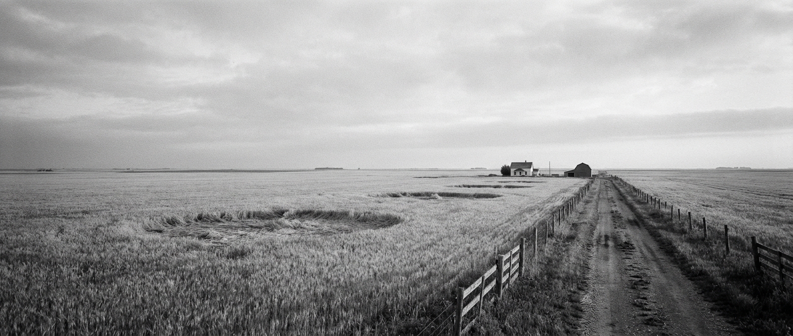 Wide prairie field after the event