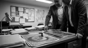 CEFAA officials reviewing disc-shaped UFO photos