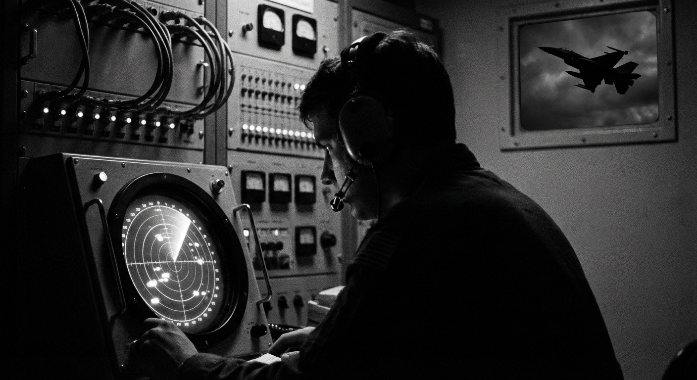 Radar scope and F-16 intercept