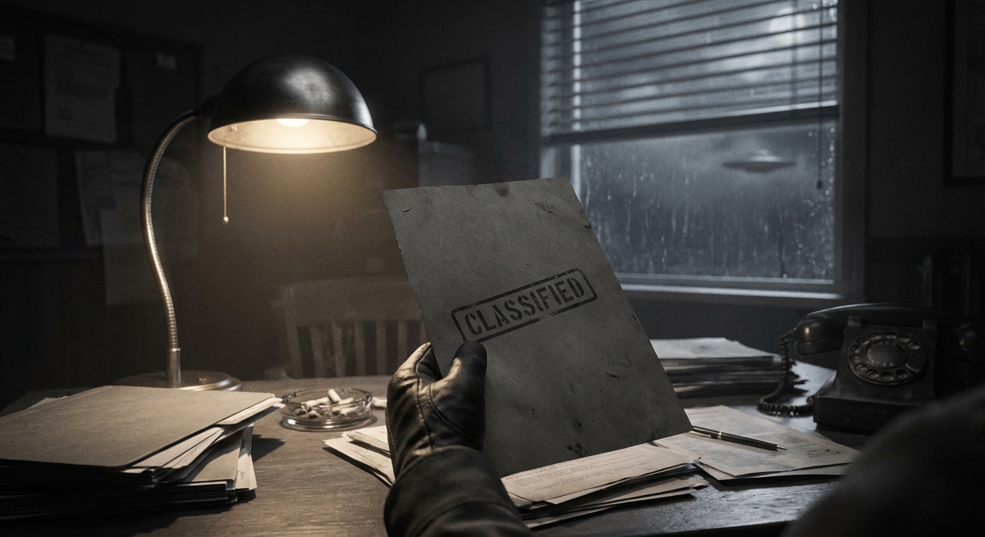 Classified Memo and Night Sky