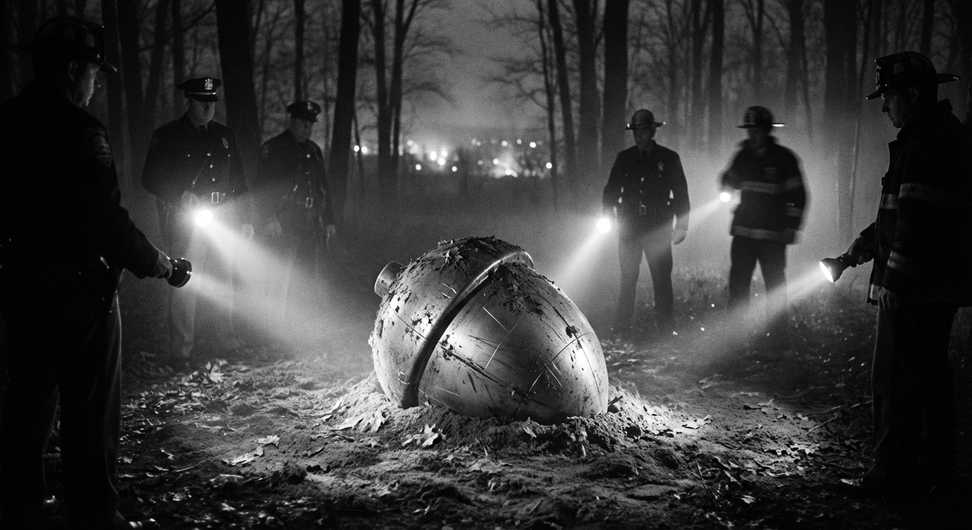Acorn-shaped object in the woods