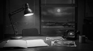 Blue Book files and night sky