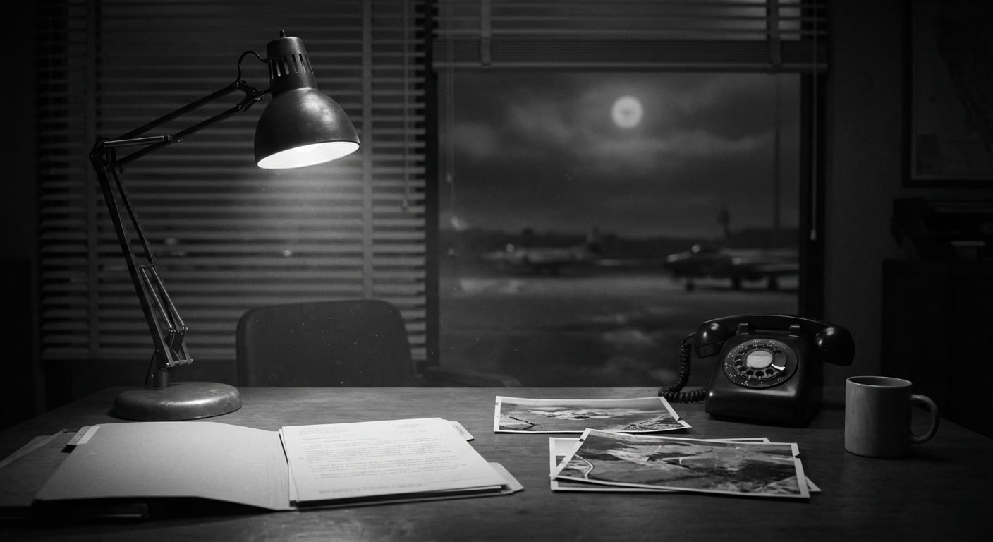 Blue Book files and night sky